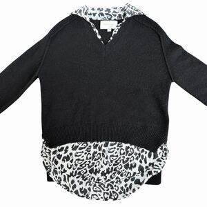 Brochu Walker Black The Looker Layered V-Neck Sweater Cashmere Wool Sweater XS